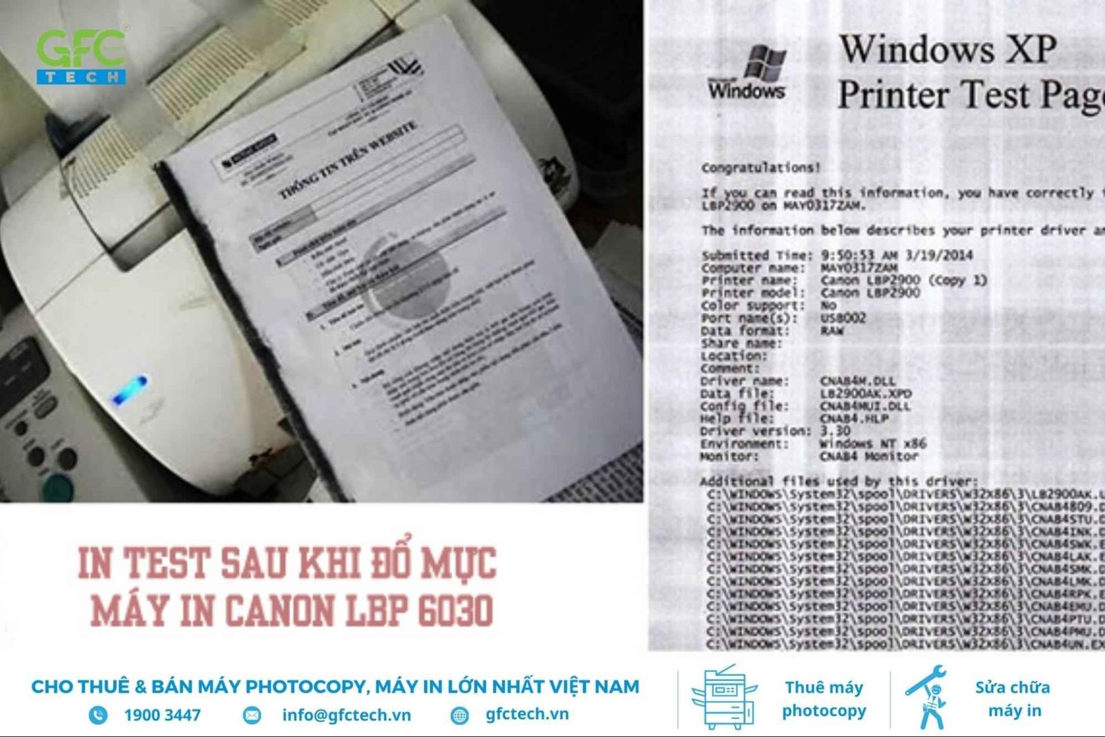 Lắp hộp mực vào máy in Canon 6030 và thực hiện bản in thử