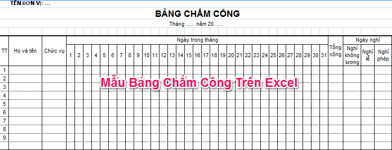 Cách in bảng chấm công bằng Excel chuẩn nhất