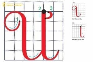 Các bước viết chữ cái in hoa “Ư” với nét móc duyên dáng