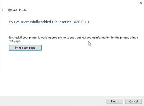 Tùy chọn chia sẻ máy in HP LaserJet 1020 sau khi cài đặt