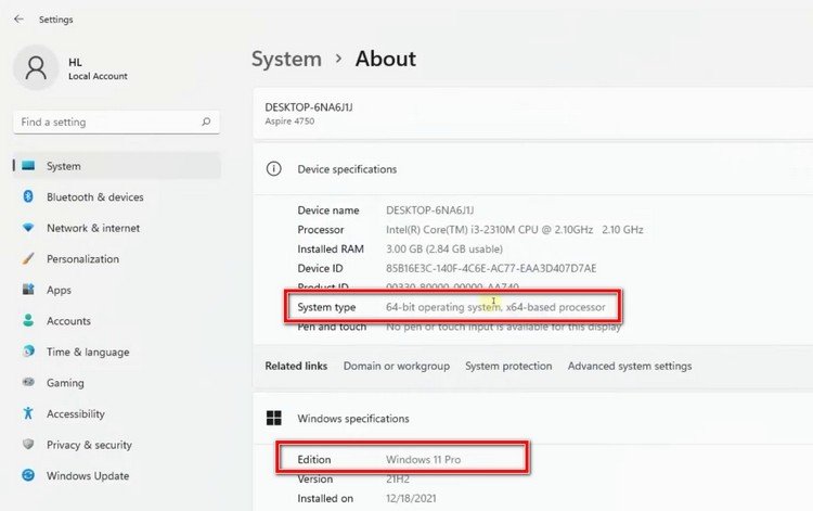 Kiểm tra thông tin hệ điều hành Windows để tải driver HP LaserJet 1020