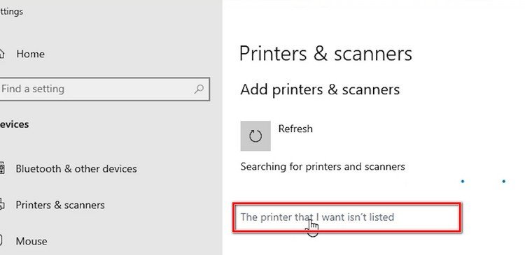Truy cập Printers & scanners trong cài đặt Windows