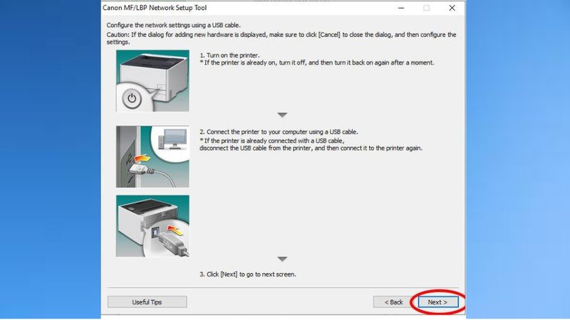 Kết nối máy in Canon 6030W với máy tính qua cáp USB