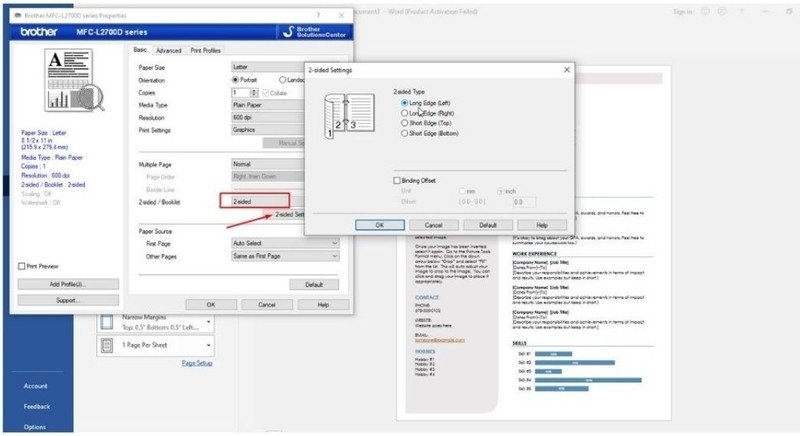 Cài đặt chế độ in 2 mặt dọc hoặc ngang trên máy in Brother