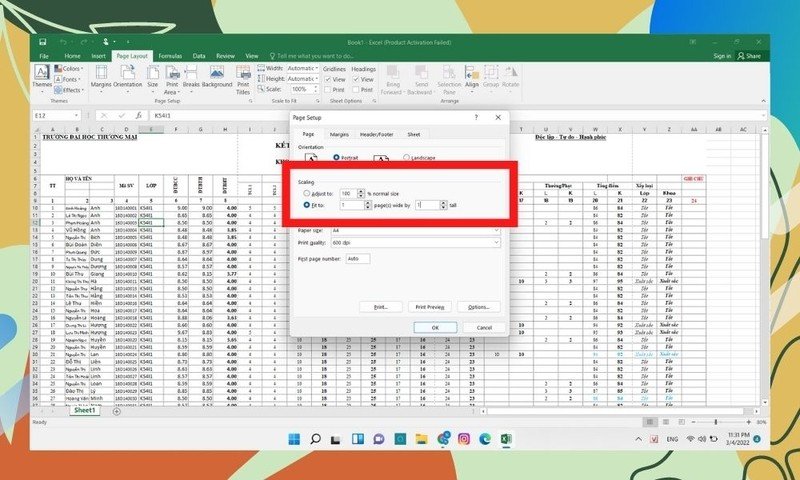Xác nhận thiết lập Fit to 1x1