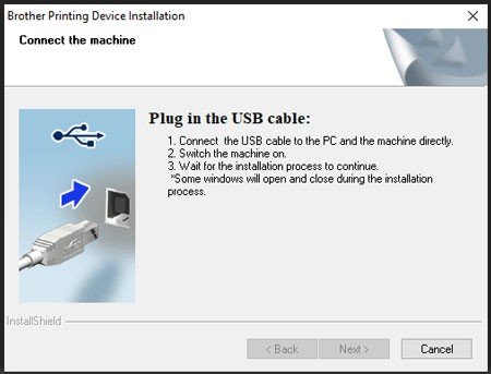 Yêu cầu kết nối máy in Brother DCP-L2520D bằng cáp USB