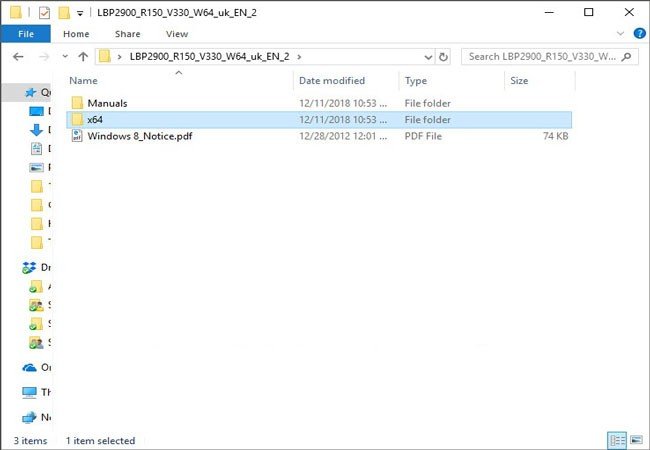 Chọn thư mục chứa file cài đặt driver Canon 2900 cho Win 7 hoặc Win 10