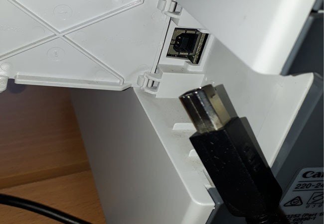 Kết nối dây cáp USB máy in Canon 2900 với máy tính