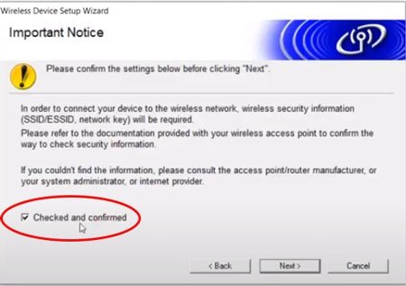 Xác nhận thông tin mạng Wi-Fi đã chọn cho Brother MFC-L2701DW