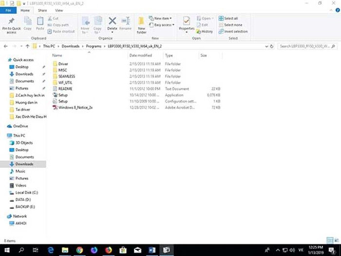 Chạy file Setup.exe để bắt đầu cài đặt driver Canon LBP 3300