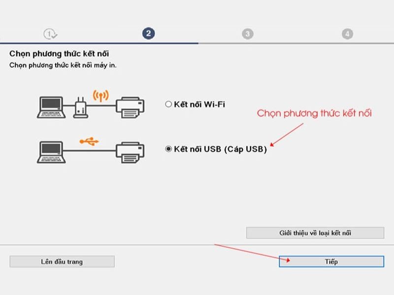 Chọn phương thức kết nối USB hoặc mạng cho máy in Canon F166 500