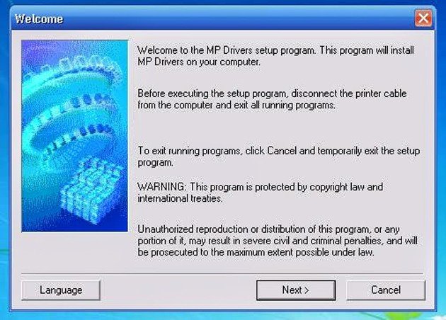 Nhấn Next để tiếp tục quá trình thiết lập driver Canon IX6770