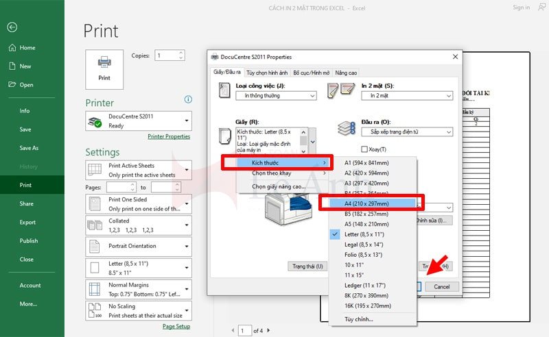 Tùy chọn lật trang khi sử dụng các loại máy in 2 mặt