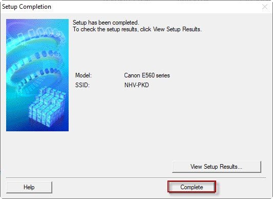 Thông báo cài đặt máy in Canon E560 qua Wifi thành công