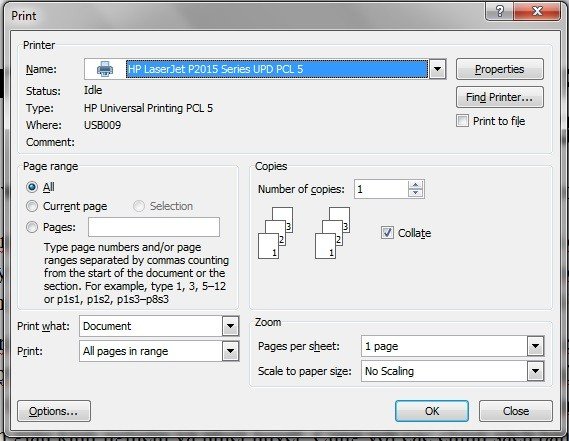 In thử một trang để kiểm tra máy in HP Laserjet P2015 sau khi cài đặt