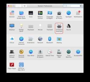 Giao diện System Preferences trên Macbook để cài đặt máy in Ricoh