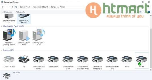 Vào phần Devices and Printers trong Windows để cấu hình máy in