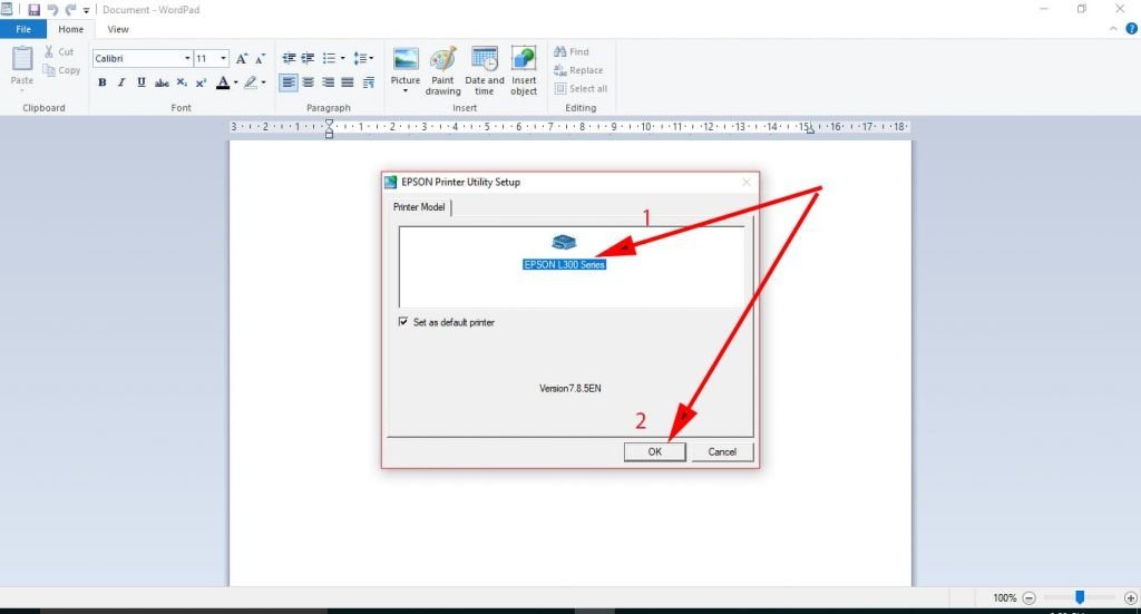 Chọn tên máy in Epson L300 trong cài đặt driver