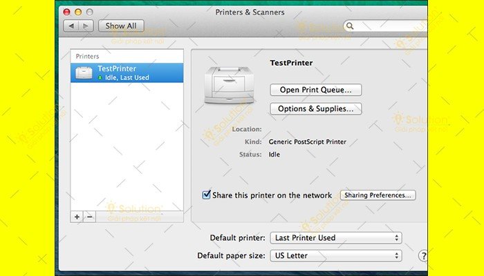 Kích hoạt chia sẻ máy in trên mạng trong System Preferences của Macbook