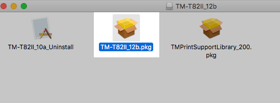 Chạy file cài đặt driver Epson TM-T82 đuôi .pkg cho Macbook