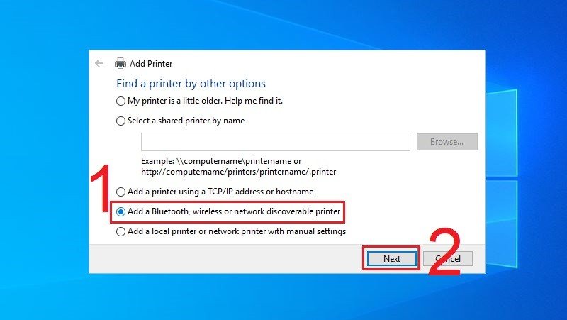 Tùy chọn tìm kiếm máy in nâng cao trên Windows