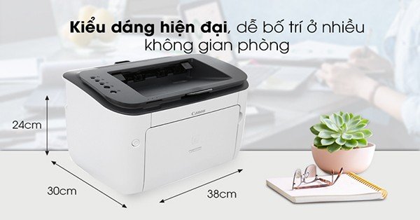 Máy in Canon LBP 6230dn với khay giấy, minh họa khả năng in hai mặt tự động
