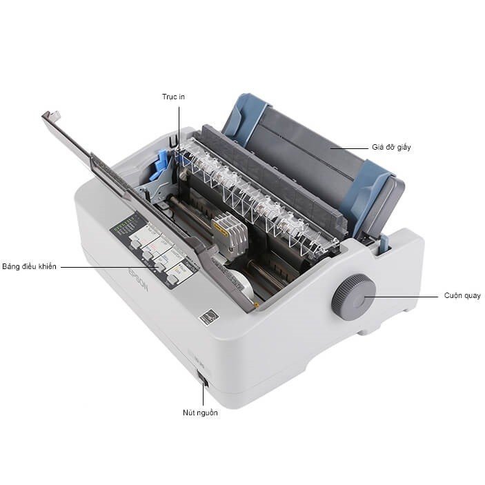 Chi tiết cấu tạo đầu kim và ribbon mực của một máy in kim 3 liên