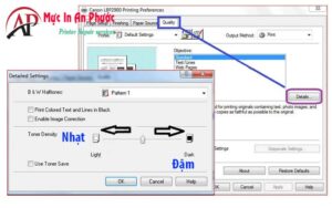 Thiết lập độ đậm mực cho từng tài liệu in trên máy in Canon