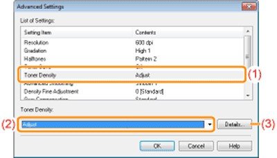 Chọn Toner Density, Adjust, và Details để tinh chỉnh màu