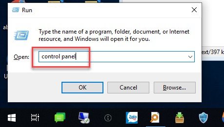 Giao diện Control Panel trên Windows để truy cập cài đặt máy in