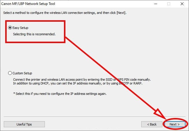 Lựa chọn chế độ cài đặt dễ dàng (Easy Setup)