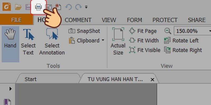 Mở cửa sổ in tệp PDF