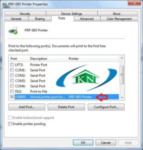 Hướng dẫn chọn cổng USB phù hợp cho driver máy in hóa đơn PRP 085 trong Printer Properties