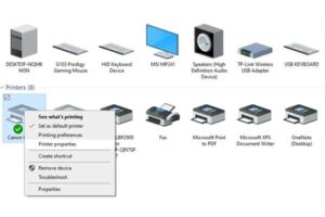 Mở cửa sổ Printer Properties của máy in Canon 223dw