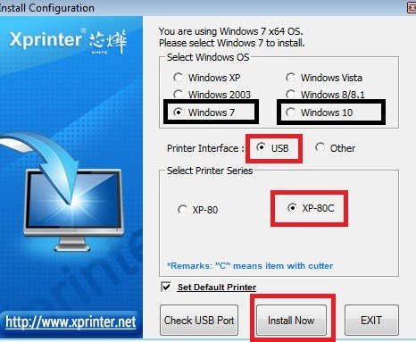 Chọn model XP-80C cho driver máy in Xprinter để đảm bảo tương thích