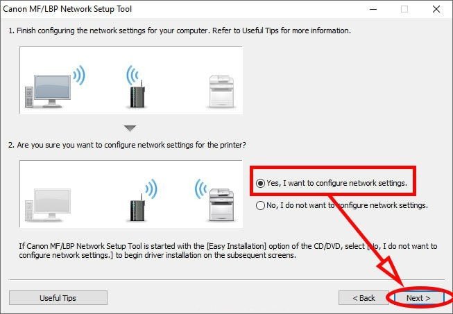 Xác nhận cấu hình cài đặt mạng cho máy in Canon