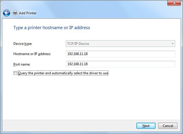 Nhập địa chỉ IP máy in mạng LAN
