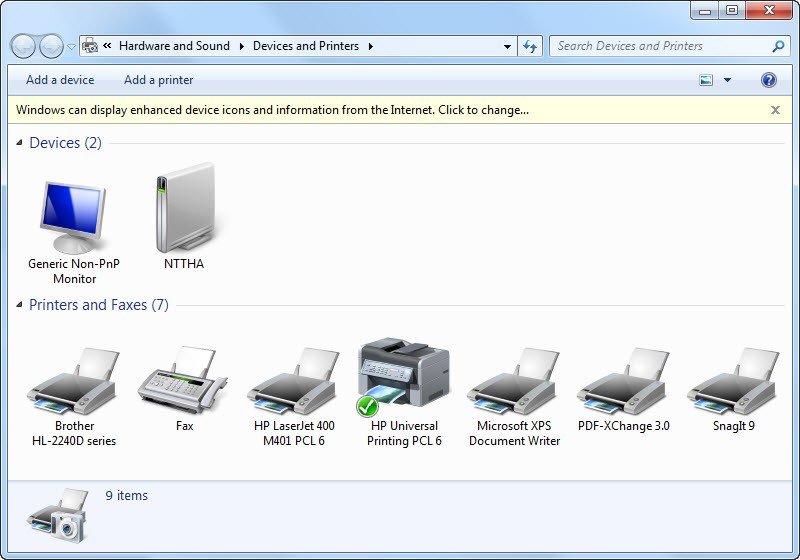 Chọn Add a printer để thêm máy in mới