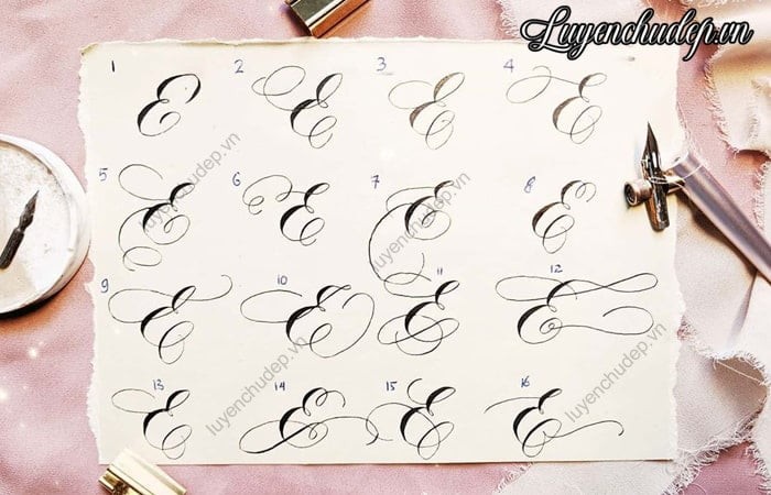 Các mẫu chữ E hoa sáng tạo và cách điệu đẹp mắt