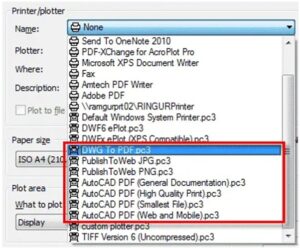 Giao diện lệnh PLOT trong AutoCAD để thực hiện cách in bản vẽ PDF với tùy chọn máy in DWG to PDF