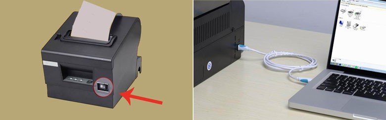 Minh họa kết nối máy in với Macbook bằng cáp USB đơn giản