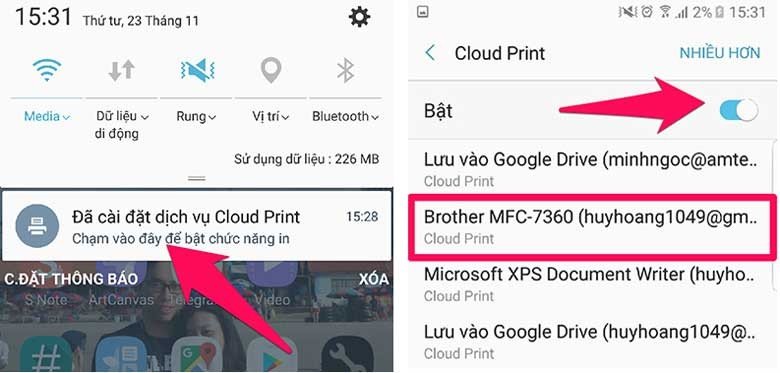 Thiết lập Cloud Print trên điện thoại Android