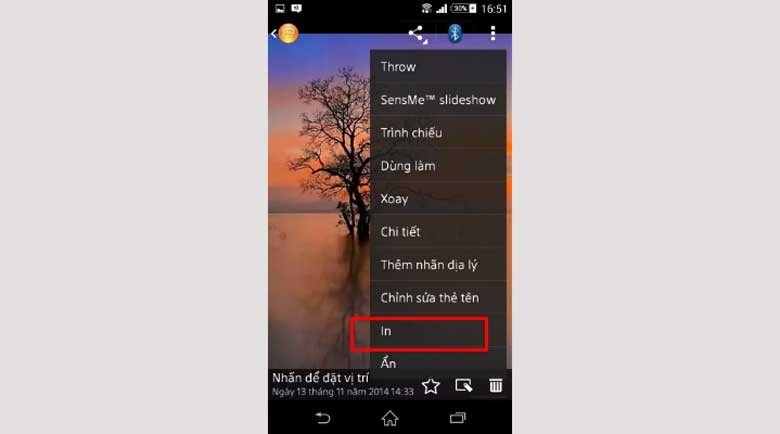 Tùy chọn in tài liệu từ điện thoại Android