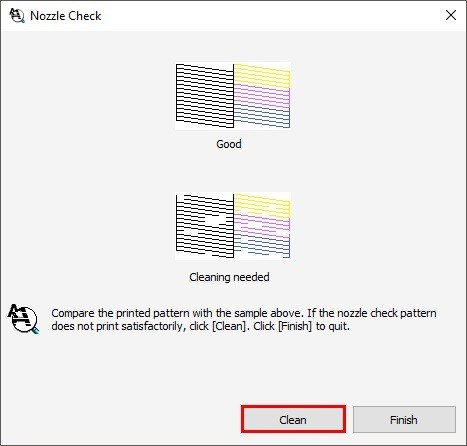 So sánh mẫu in kiểm tra đầu phun máy in Epson và tùy chọn clean lại