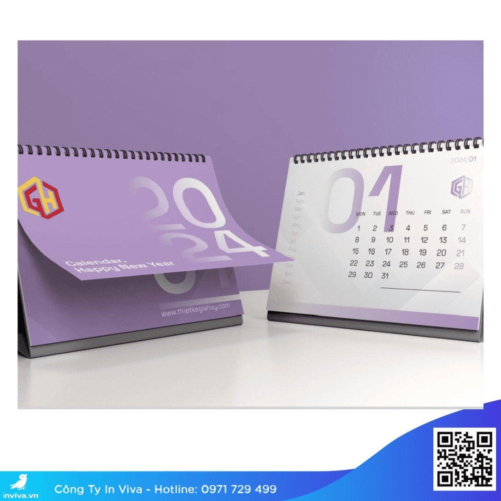 Giao diện thiết kế mẫu lịch để bàn trên phần mềm đồ họa