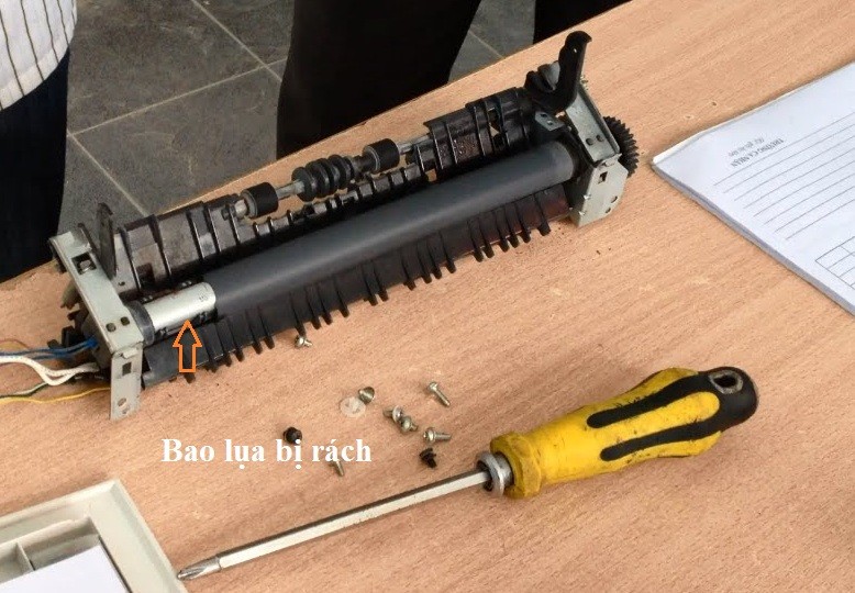 Cụm sấy rách bao lụa gây kẹt giấy