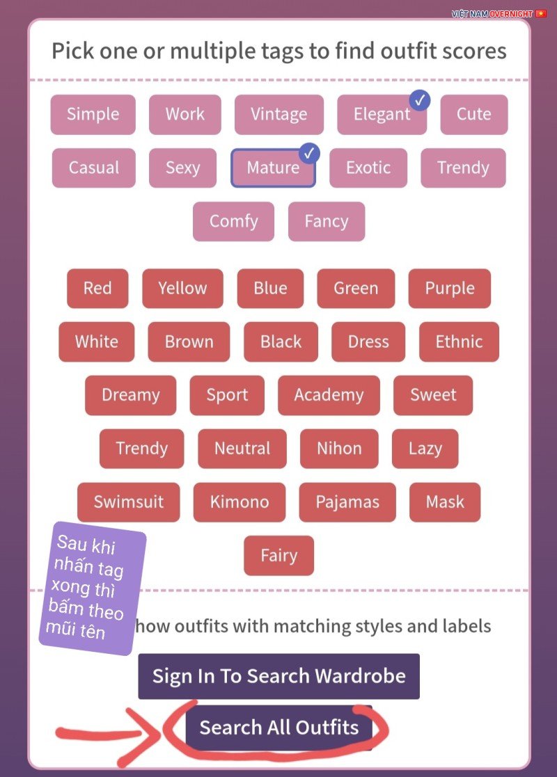 Nhập các thẻ yêu cầu cho Tuần Thời Trang vào công cụ Flipped in Love Outfit Builder