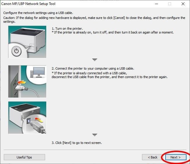 Kết nối máy in Canon 6030w với máy tính qua cáp USB