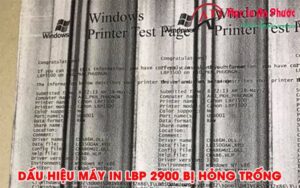 Dấu hiệu nhận biết trống máy in Canon 2900 bị hỏng với các vệt đen trên bản in