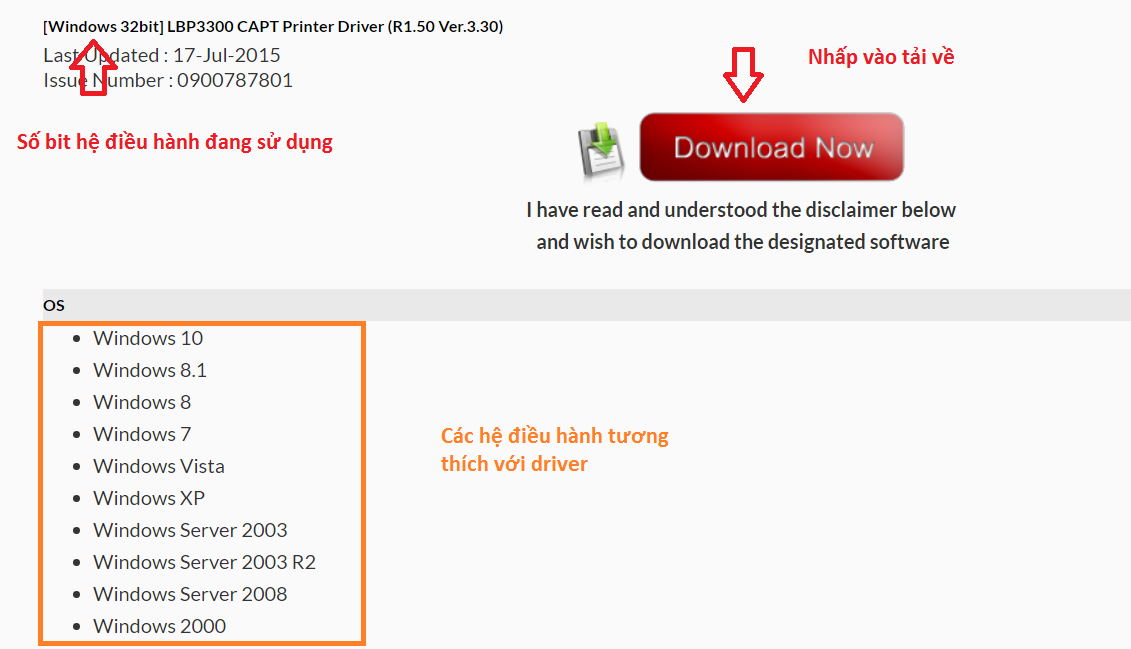 Tải driver Canon LBP 3300 trực tiếp từ trang chủ Canon cho Windows 7